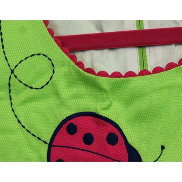NEW Hartstrings Girl's Green Dress sz 7 Summer Ladybug Applique Spring Ric-Rac - Picture 4 of 8